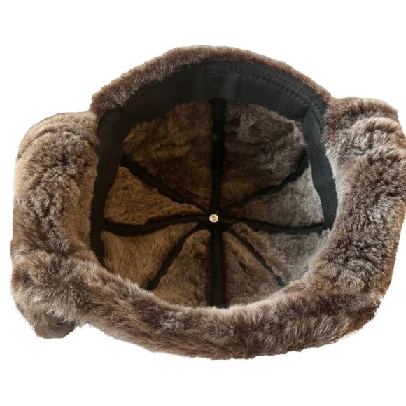 Shearling Sheepskin Leather Trapper Hat Aviator winter hat Ushanka with ear flap - Picture 5 of 8